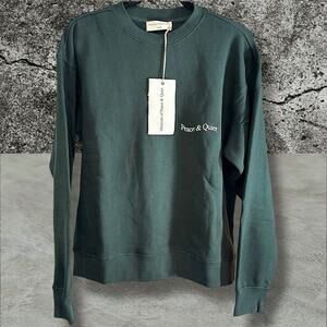 •NWT• museum of peace & quiet Wordmark Crewneck Pine Pullover in Pine • Medium